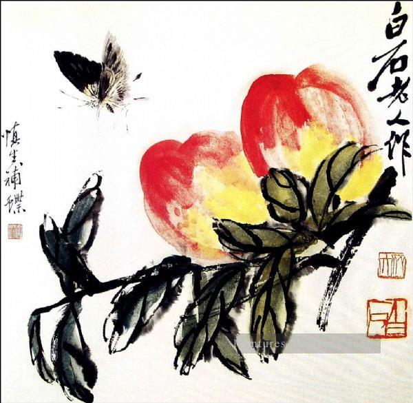 Qi Baishi papillon et pêche ancienne Chine à l’encre Peintures à l'huile